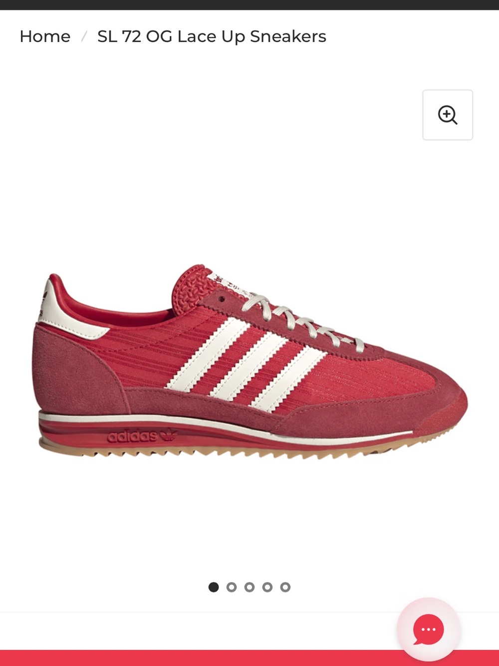 adidas Red & White SL 72 OG Lace-Up Sneakers